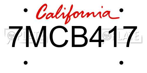 7MCB417 California License Plate