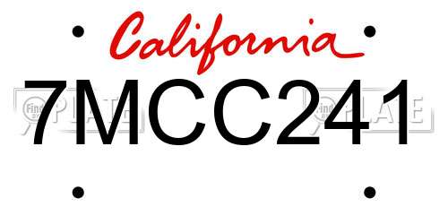 7MCC241 California License Plate