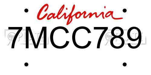 7MCC789 California License Plate