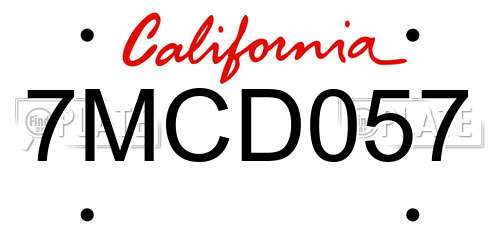 7MCD057 California License Plate