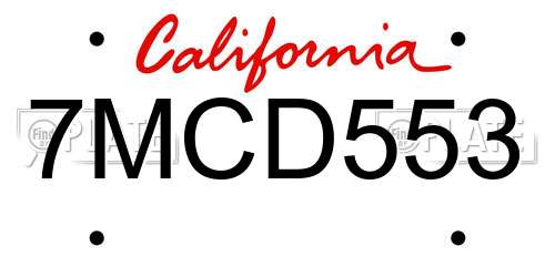 7MCD553 California License Plate