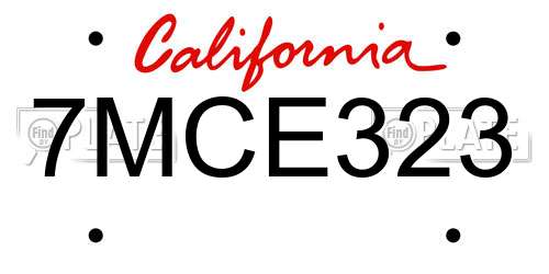 7MCE323 California License Plate