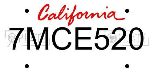 7MCE520 California License Plate