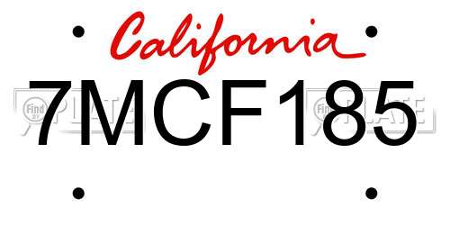 7MCF185 California License Plate