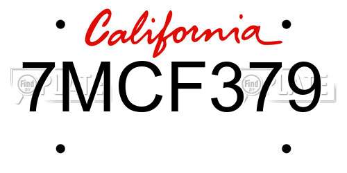 7MCF379 California License Plate