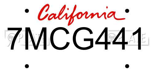 7MCG441 California License Plate