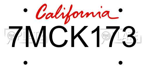 7MCK173 California License Plate