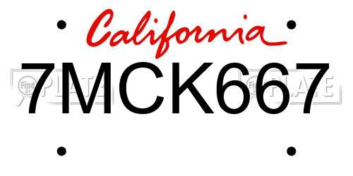 7MCK667 California License Plate