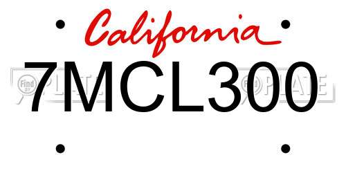 7MCL300 California License Plate