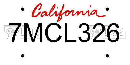 7MCL326 California License Plate