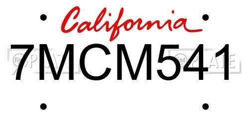 7MCM541 California License Plate