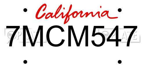 7MCM547 California License Plate
