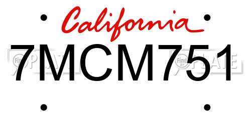 7MCM751 California License Plate