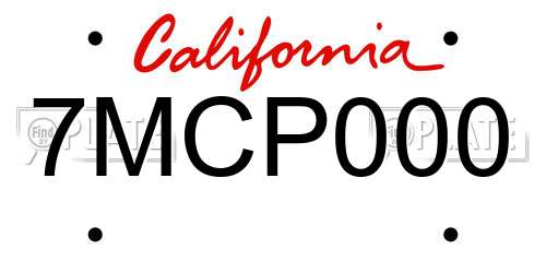 7MCP000 California License Plate