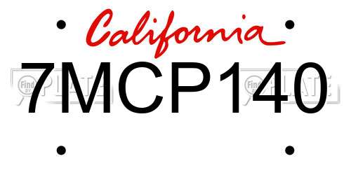 7MCP140 California License Plate