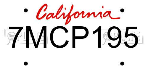 7MCP195 California License Plate