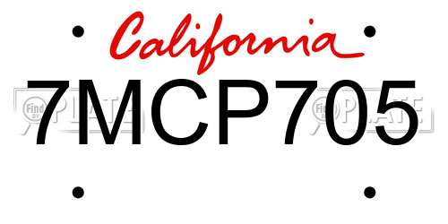 7MCP705 California License Plate