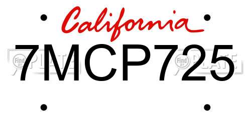 7MCP725 California License Plate