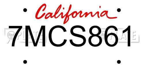 7MCS861 California License Plate