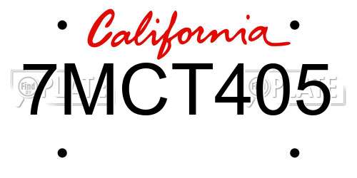 7MCT405 California License Plate