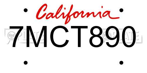 7MCT890 California License Plate