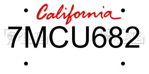 7MCU682 California License Plate