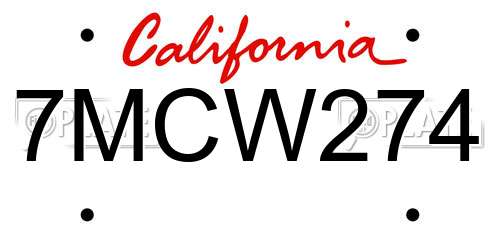 7MCW274 California License Plate
