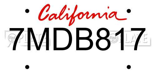 7MDB817 California License Plate