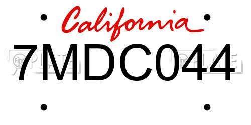 7MDC044 California License Plate