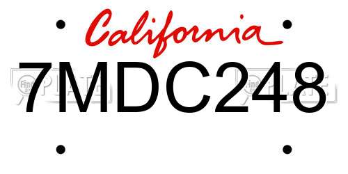 7MDC248 California License Plate