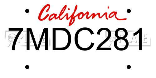 7MDC281 California License Plate