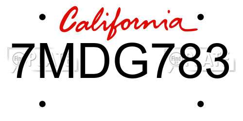 7MDG783 California License Plate