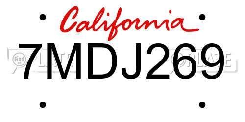 7MDJ269 California License Plate