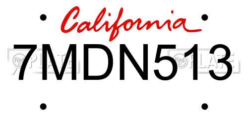 7MDN513 California License Plate