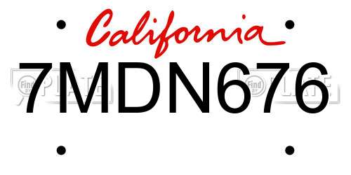 7MDN676 California License Plate