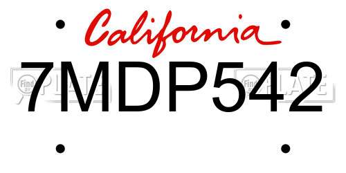 7MDP542 California License Plate