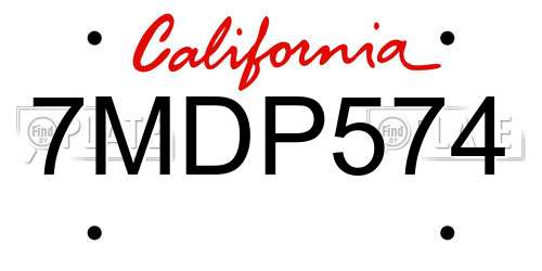 7MDP574 California License Plate