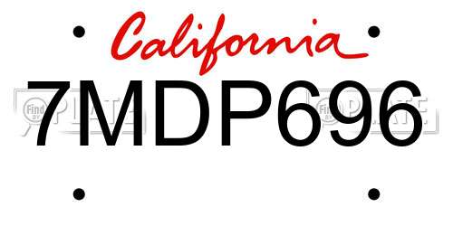 7MDP696 California License Plate
