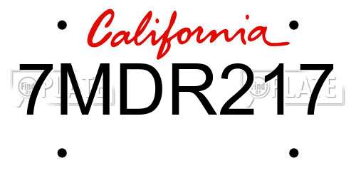 7MDR217 California License Plate
