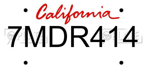 7MDR414 California License Plate