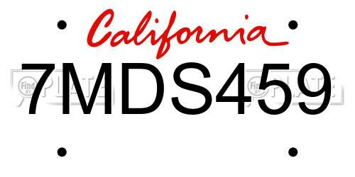 7MDS459 California License Plate