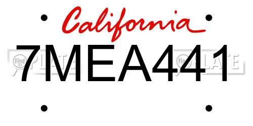 7MEA441 California License Plate
