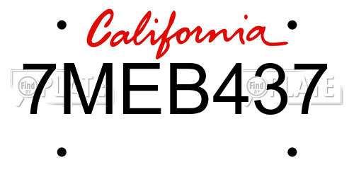 7MEB437 California License Plate