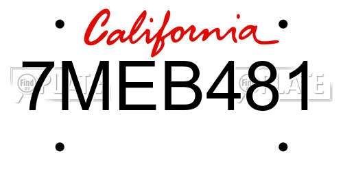 7MEB481 California License Plate