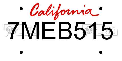 7MEB515 California License Plate