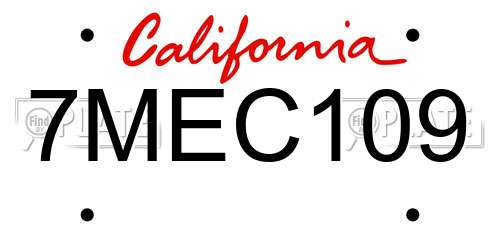 7MEC109 California License Plate