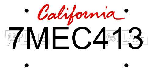 7MEC413 California License Plate