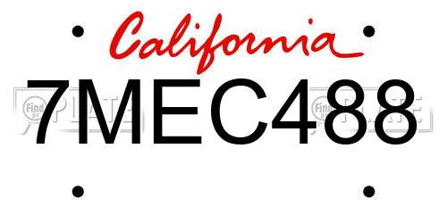 7MEC488 California License Plate