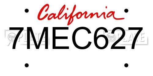 7MEC627 California License Plate
