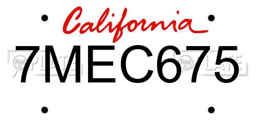 7MEC675 California License Plate